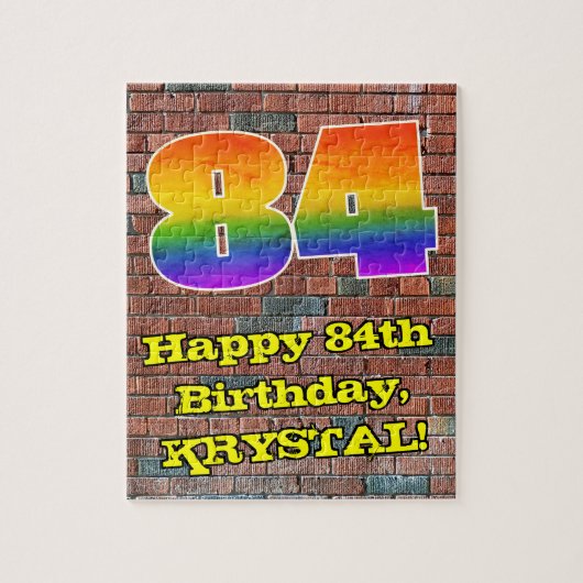 84e verjaardag: Fun Graffiti-geïnspireerde regenbo Legpuzzel (Verticaal)