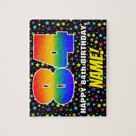 84e verjaardag — Fun, kleurrijk Star Field Pattern Legpuzzel (Verticaal)