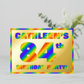 84e verjaardag - Fun, regenboogspectrum "84" Folie Uitnodiging (Staand Voorkant)