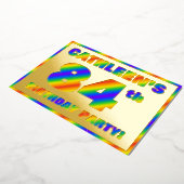 84e verjaardag - Fun, regenboogspectrum "84" Folie Uitnodiging (Gedraaid)