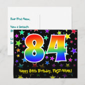 84e verjaardag: Fun sterren patroon, Regenboog 84, Briefkaart (Voorkant / Achterkant)