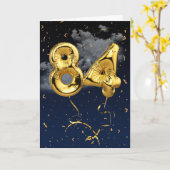 84e verjaardag Gold Mylar ballon en Confetti Card Kaart (Gele Bloem)