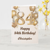 84e verjaardag goudballonnen en Confetti verjaarda Kaart (Gele Bloem)