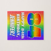 84e verjaardag: kleurrijk, vun regenboogpatroon # legpuzzel (Horizontaal)