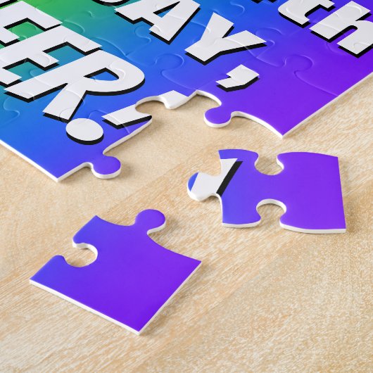 84e verjaardag: kleurrijk, vun regenboogpatroon #  legpuzzel (Zijkant)