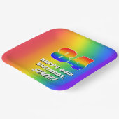 84e verjaardag: kleurrijk, vun regenboogpatroon # papieren bordje (Gebogen)