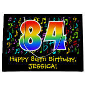 84e verjaardag - Kleurrijke muzieksymbolen, Rainbo Groot Cadeauzakje (Voorkant)