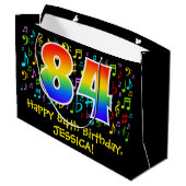 84e verjaardag - Kleurrijke muzieksymbolen, Rainbo Groot Cadeauzakje (Achterkant Gekanteld)