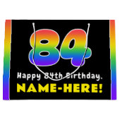 84e verjaardag: kleurrijke regenboog # 84, aangepa groot cadeauzakje (Voorkant)