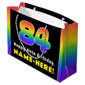 84e verjaardag: kleurrijke regenboog # 84, aangepa groot cadeauzakje (Achterkant Gekanteld)
