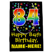 84e verjaardag: kleurrijke sterren patroon & regen medium cadeauzakje (Voorkant)