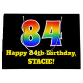 84e verjaardag ~ Leuk, Kleurrijk, Levendig, Regenb Groot Cadeauzakje (Voorkant)