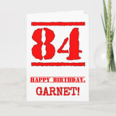 84e verjaardag: Leuk, rood rubberen stempel geïnsp Kaart (Voorkant)