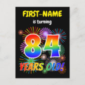 84e verjaardag - Leuk vuurwerk, Rainbow Look "84" Briefkaart (Voorkant)