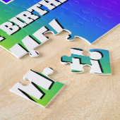 84e verjaardag — Meerkleurig regenboogpatroon "84" Legpuzzel (Zijkant)