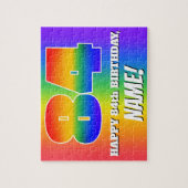 84e verjaardag — Meerkleurig regenboogpatroon "84" Legpuzzel (Verticaal)