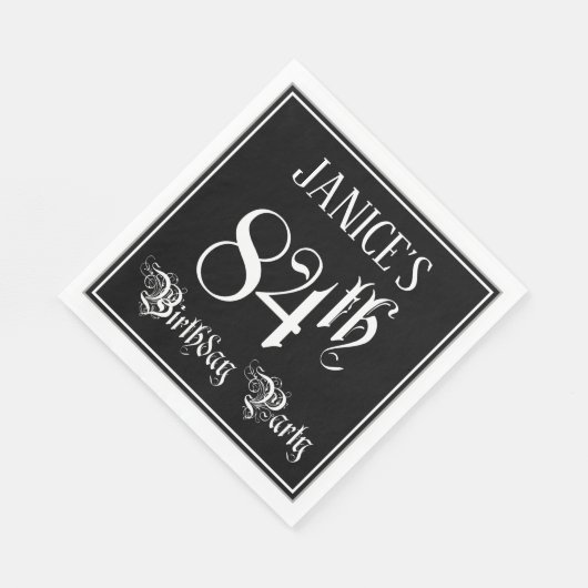 84e verjaardag Partij — Fancy Manuscript + de Naam Servet (Hoek)