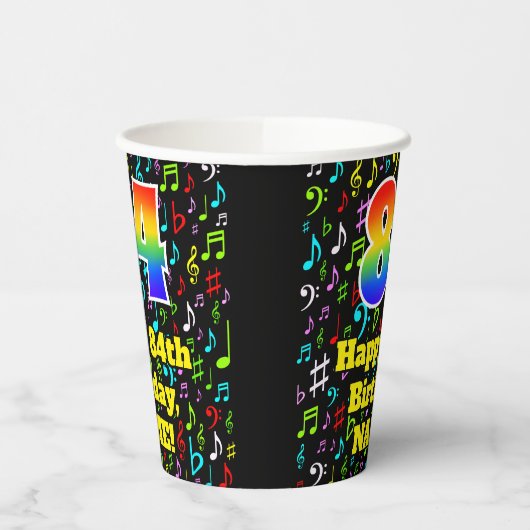 84e verjaardag: Plezier Muzieknoten, Regenboog 84 Papieren Bekers (Links)