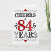 84e verjaardag Proost in rood wit zwart patroon Kaart (Voorkant)