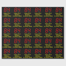 84e verjaardag: Red Digital Clock Style "84" + naa