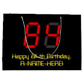 84e verjaardag: Red Digital Clock Style "84" + naa Groot Cadeauzakje (Achterkant)