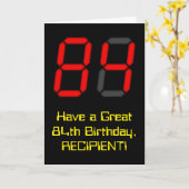 84e verjaardag: Red Digital Clock Style "84" + naa Kaart (Gele Bloem)