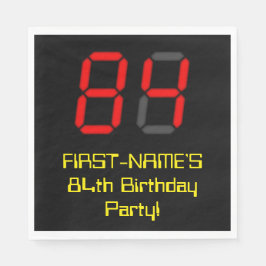 84e verjaardag: Red Digital Clock Style "84" + naa Servet