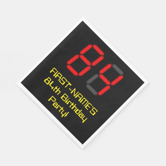 84e verjaardag: Red Digital Clock Style "84" + naa Servet (Hoek)