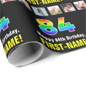 84e verjaardag: Regenboog "84"; Aangepaste foto's Cadeaupapier (Rol Hoek)