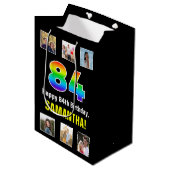84e verjaardag: Regenboog "84", aangepaste foto's  Medium Cadeauzakje (Voorkant Gekanteld)