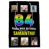 84e verjaardag: Regenboog "84", aangepaste foto's  Medium Cadeauzakje (Voorkant)
