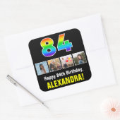 84e verjaardag: Regenboog "84"; Aangepaste foto's  Vierkante Sticker (Envelop)