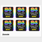 84e verjaardag: Regenboogspectrum # 84, Aangepaste Vierkante Sticker (Vel)