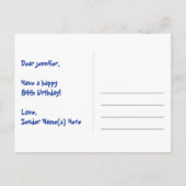 84e verjaardag: roze strepen & harten, regenboog 8 briefkaart (Achterkant)