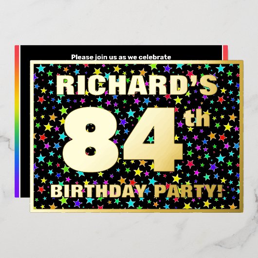 84e verjaardag van de gevechtsdag - Fun, kleurrijk Folie Uitnodiging (Voorkant / Achterkant)