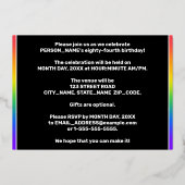 84e verjaardag van de gevechtsdag - Fun, kleurrijk Folie Uitnodiging (Achterkant)