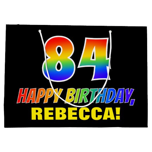 84e verjaardag: Vet, Vun, eenvoudig, regenboog 84 Groot Cadeauzakje (Achterkant)