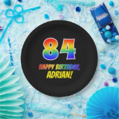 84e verjaardag: Vet, Vun, eenvoudig, regenboog 84 Papieren Bordje (Feest)