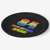 84e verjaardag: Vet, Vun, eenvoudig, regenboog 84 Papieren Bordje (Gekanteld)