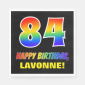 84e verjaardag: Vet, Vun, eenvoudig, regenboog 84 Servet (Voorkant)