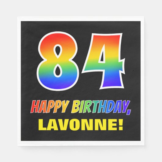 84e verjaardag: Vet, Vun, eenvoudig, regenboog 84 Servet (Voorkant)