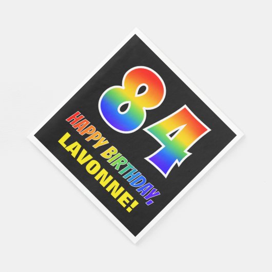 84e verjaardag: Vet, Vun, eenvoudig, regenboog 84 Servet (Hoek)