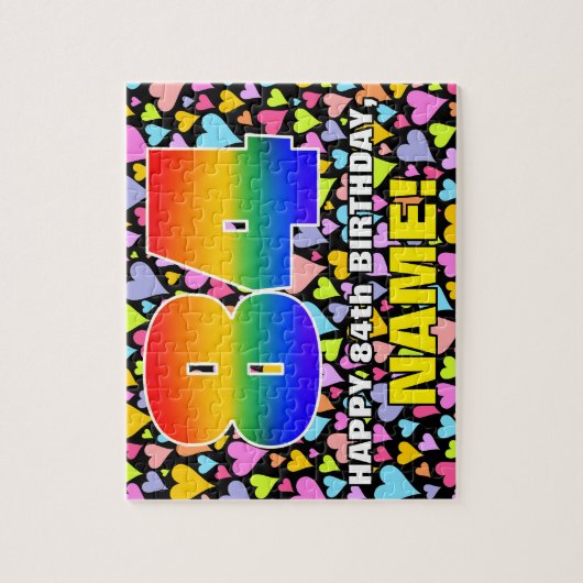 84e verjaardag — Vun, liefhebbende hartvormen + "8 Legpuzzel (Verticaal)