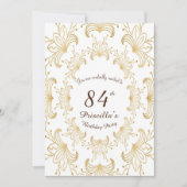 84e, Verjaardagsfeest, Art Deco, Bloem, goud, wit Kaart (Voorkant)