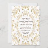 84e, Verjaardagsfeest, Art Deco, Bloem, goud, wit Kaart (Achterkant)