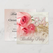 84e verjaardagsfeestje, rozen en parels kaart (Voorkant / Achterkant)