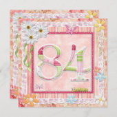 84e verjaardagsfeestje scrapbooking stijl kaart (Voorkant / Achterkant)