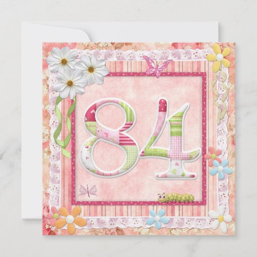 84e verjaardagsfeestje scrapbooking stijl kaart (Voorkant)