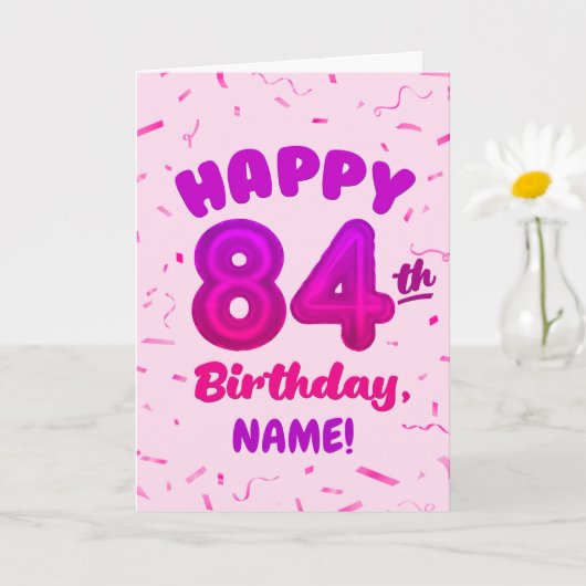 84ste Ballon Nummer Aangepaste Naam Verjaardagskaa Kaart (Kleine Plant)