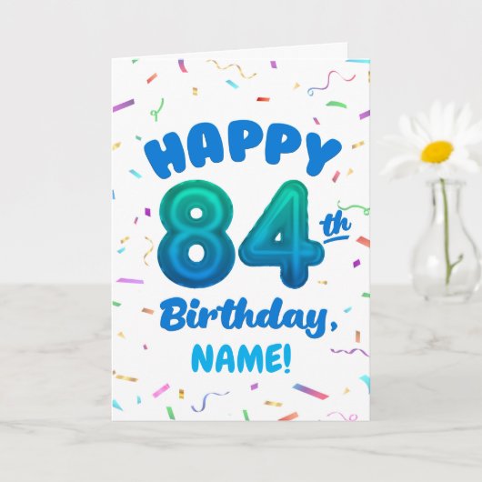 84ste ballon nummer aangepaste naam verjaardagskaa kaart (Kleine Plant)